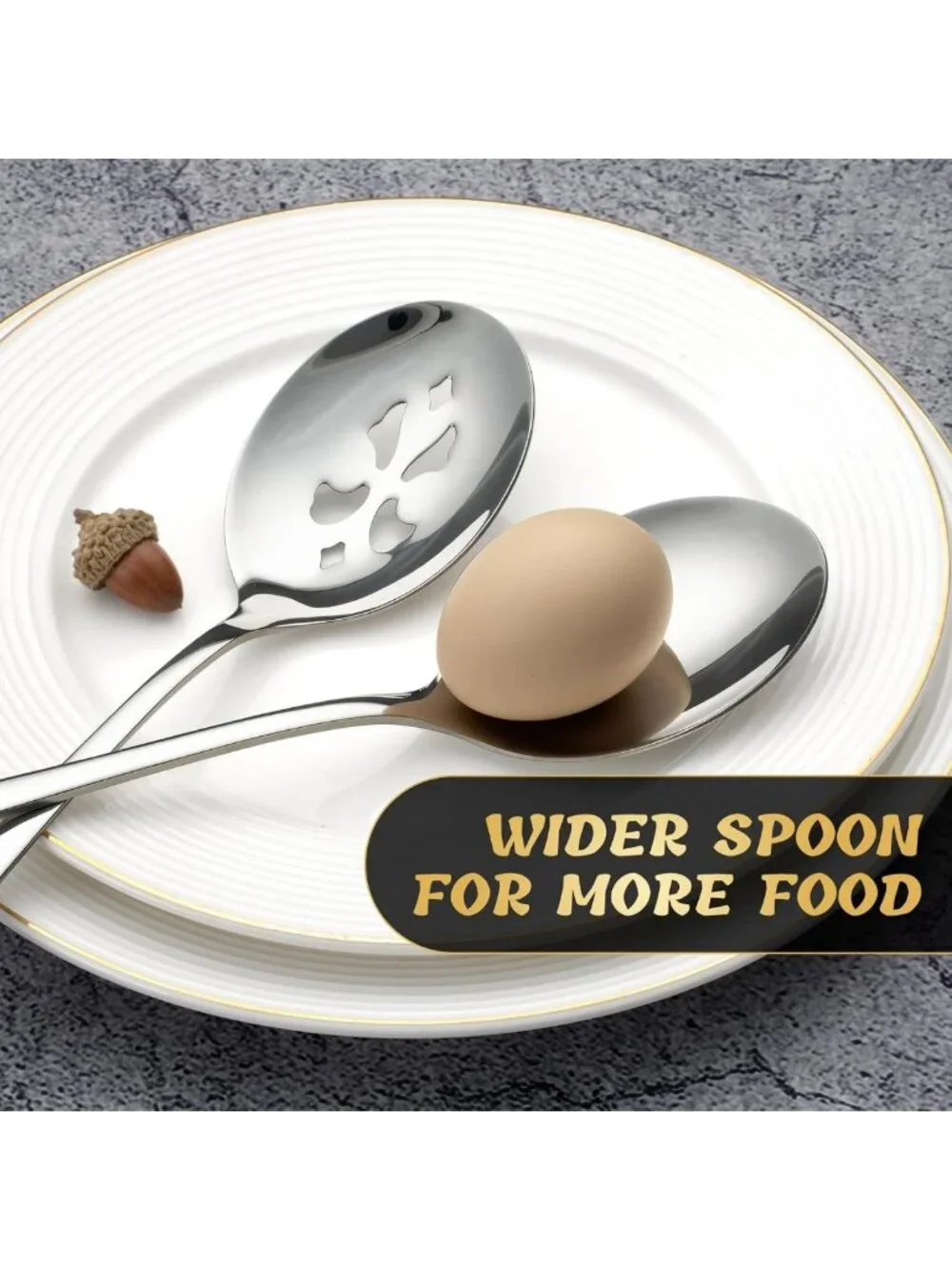 6-Piece Stainless Steel Serving Spoon Set - Large & Slotted, Dishwasher Safe